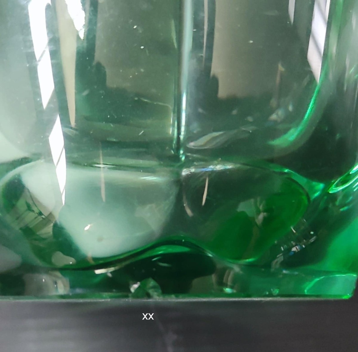 VASE ART VANNES FRANCE CRISTAL EPAIS VERT EPOQUE ART DECO-photo-3