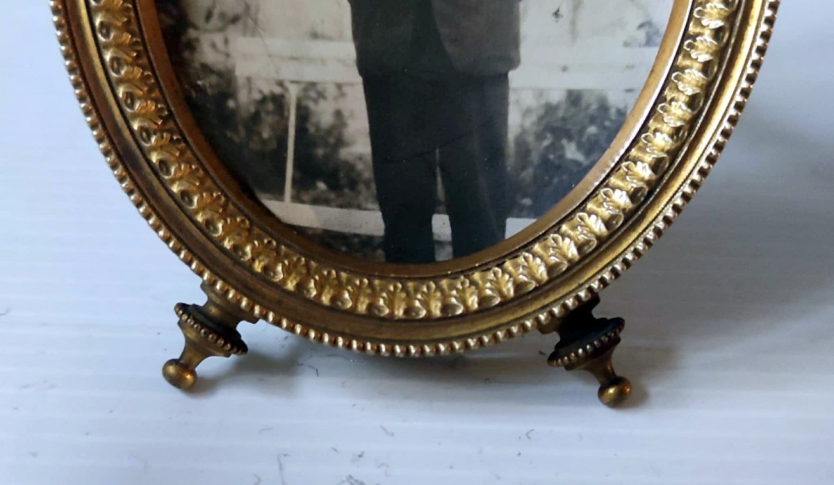 CADRE OVAL PORTE PHOTO BRONZE CISELE XIXè STYLE LOUIS XVI -photo-2