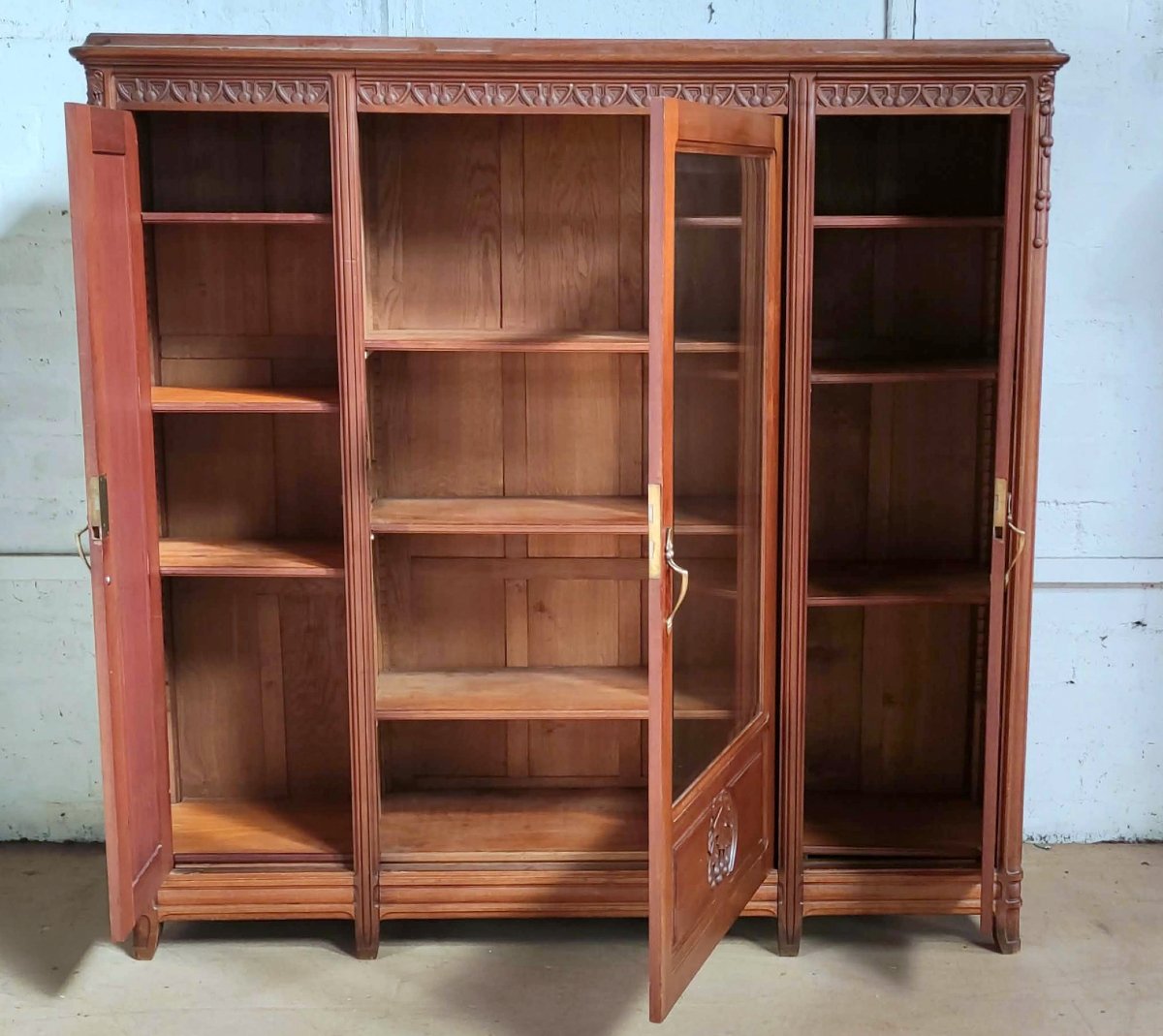 Camille Gauthier Library Art Nouveau Sculpture Plane Leaf Decor-photo-3