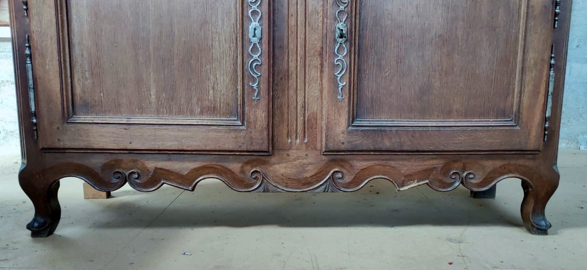 Two-piece Lorraine Sideboard In Solid Oak, 19th Century, Louis XV Style-photo-3