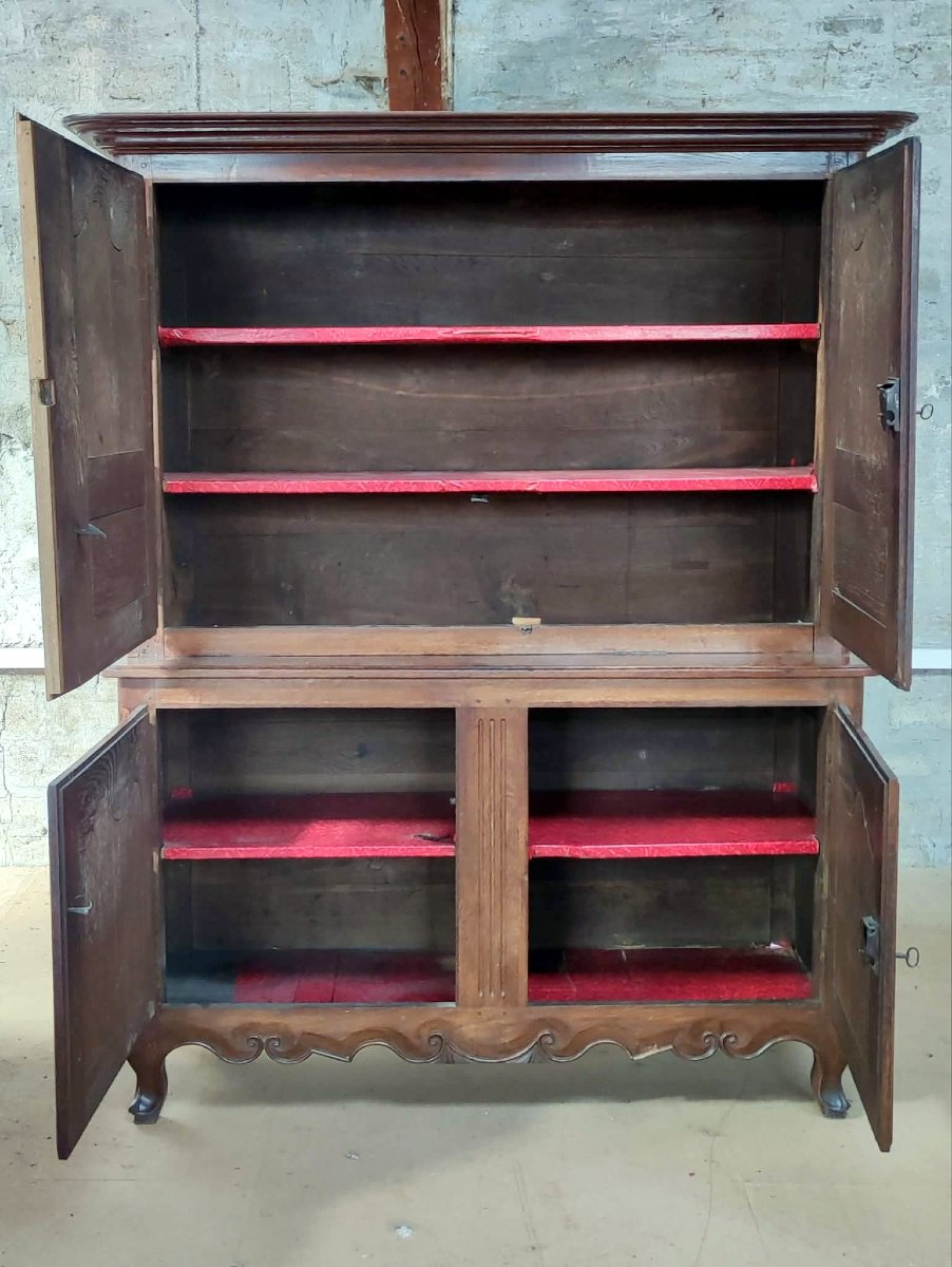 Two-piece Lorraine Sideboard In Solid Oak, 19th Century, Louis XV Style-photo-4