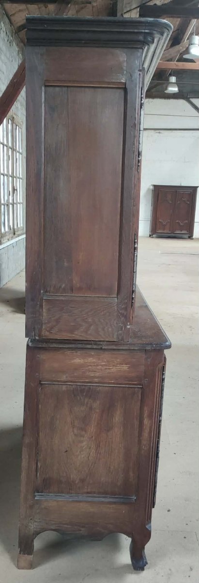 Two-piece Lorraine Sideboard In Solid Oak, 19th Century, Louis XV Style-photo-1