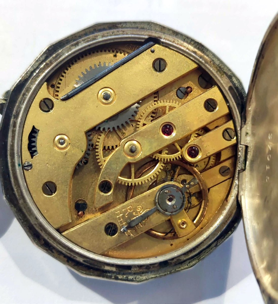 Silver Monogram Pocket Watch Silver Watch Chain-photo-4