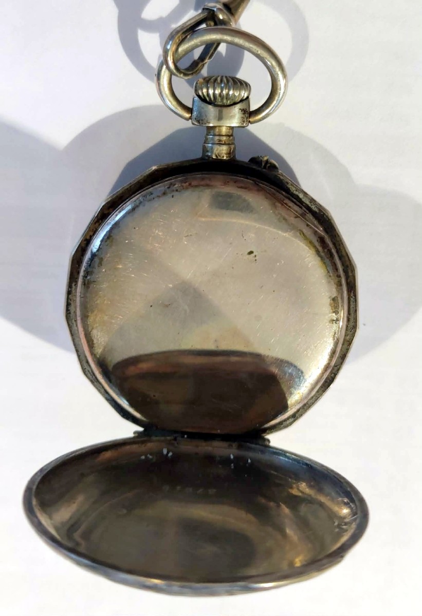 Silver Monogram Pocket Watch Silver Watch Chain-photo-1