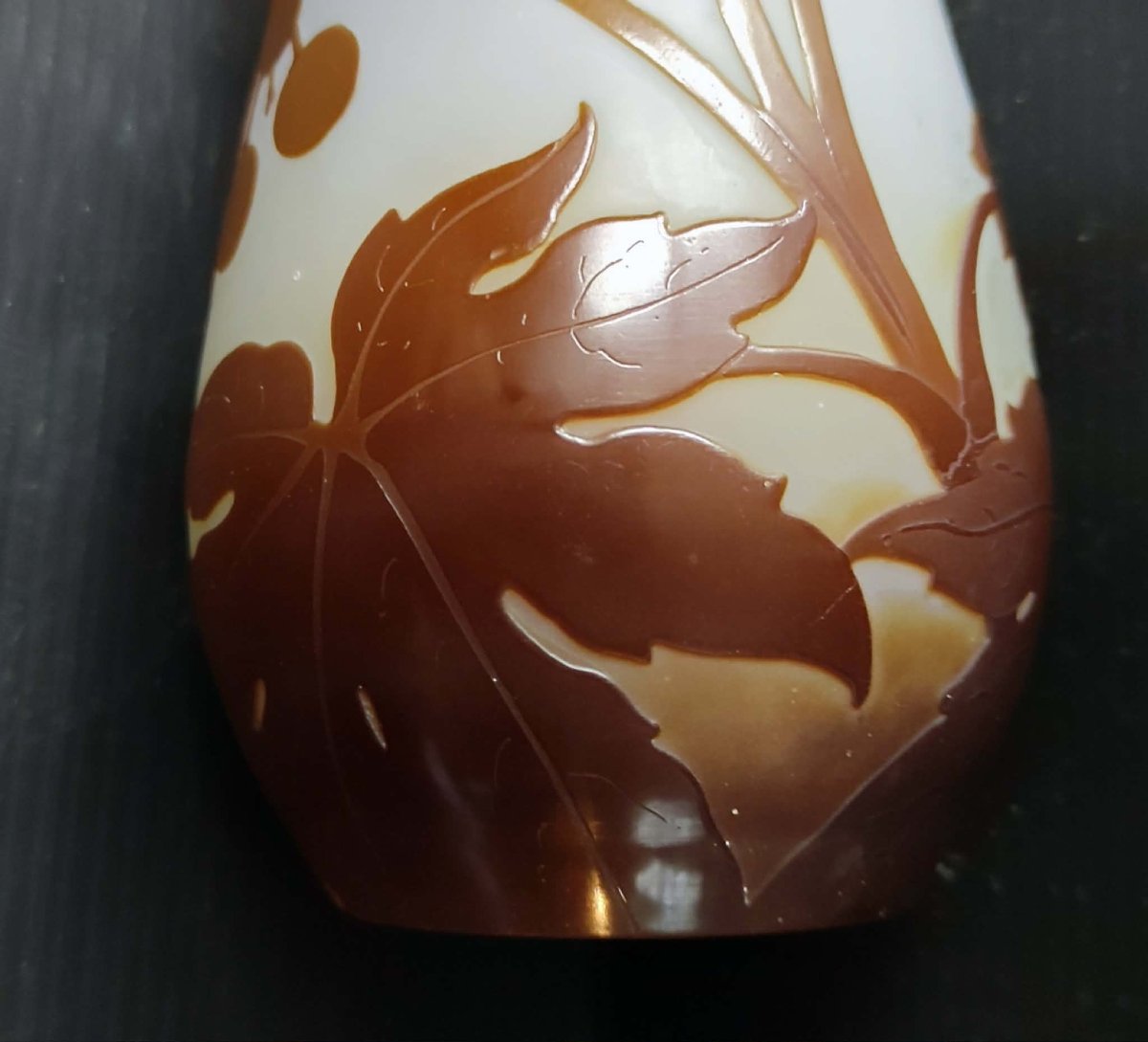 Galle Vase In Acid-etched Pate De Verre With Ombelle Decoration Art Nouveau Period 1900-photo-2