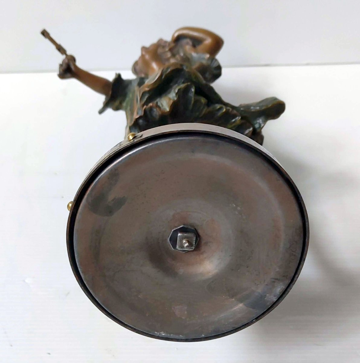 PENDULE STATUE JEUNE FILLE PAR FLORA DUBOIS REGULE BRONZE 1900 STYLE LOUIS XVI-photo-7