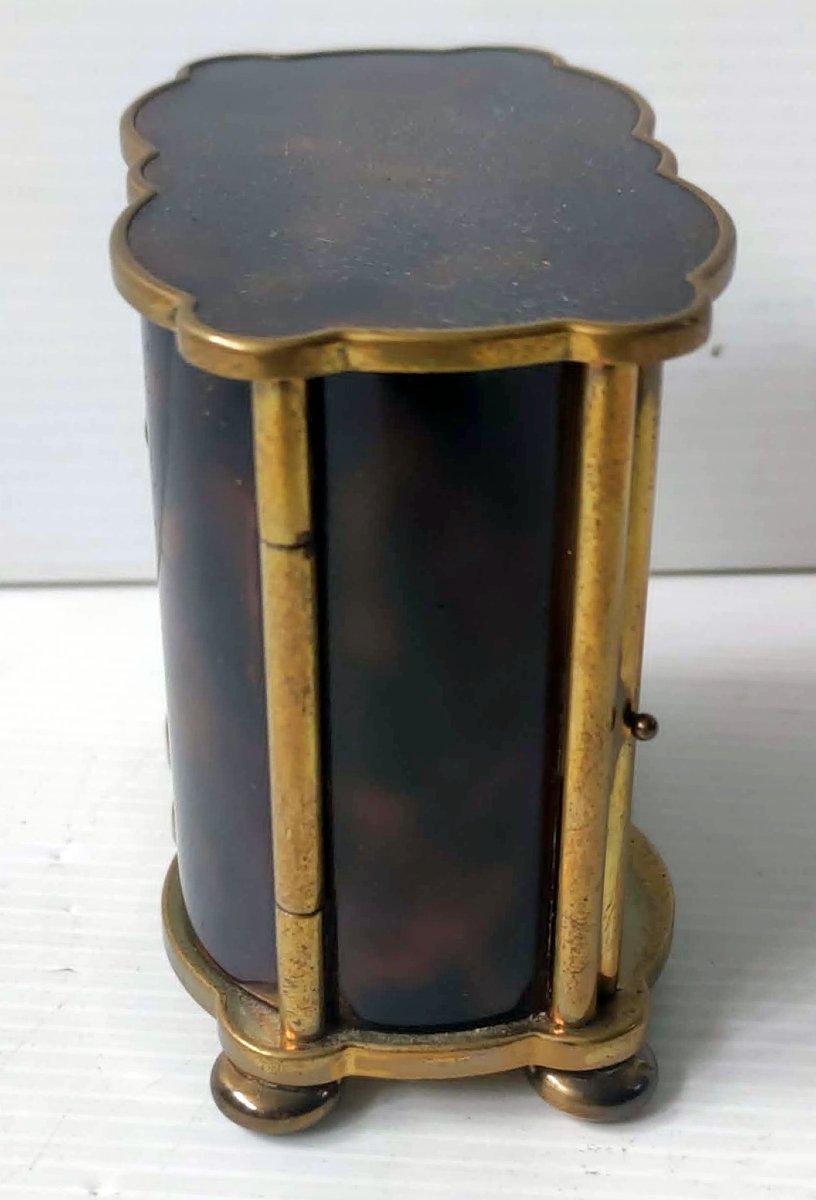 Jaz De Luxe Travel Alarm Clock Antique Mahogany Lacquer In Working Condition-photo-2