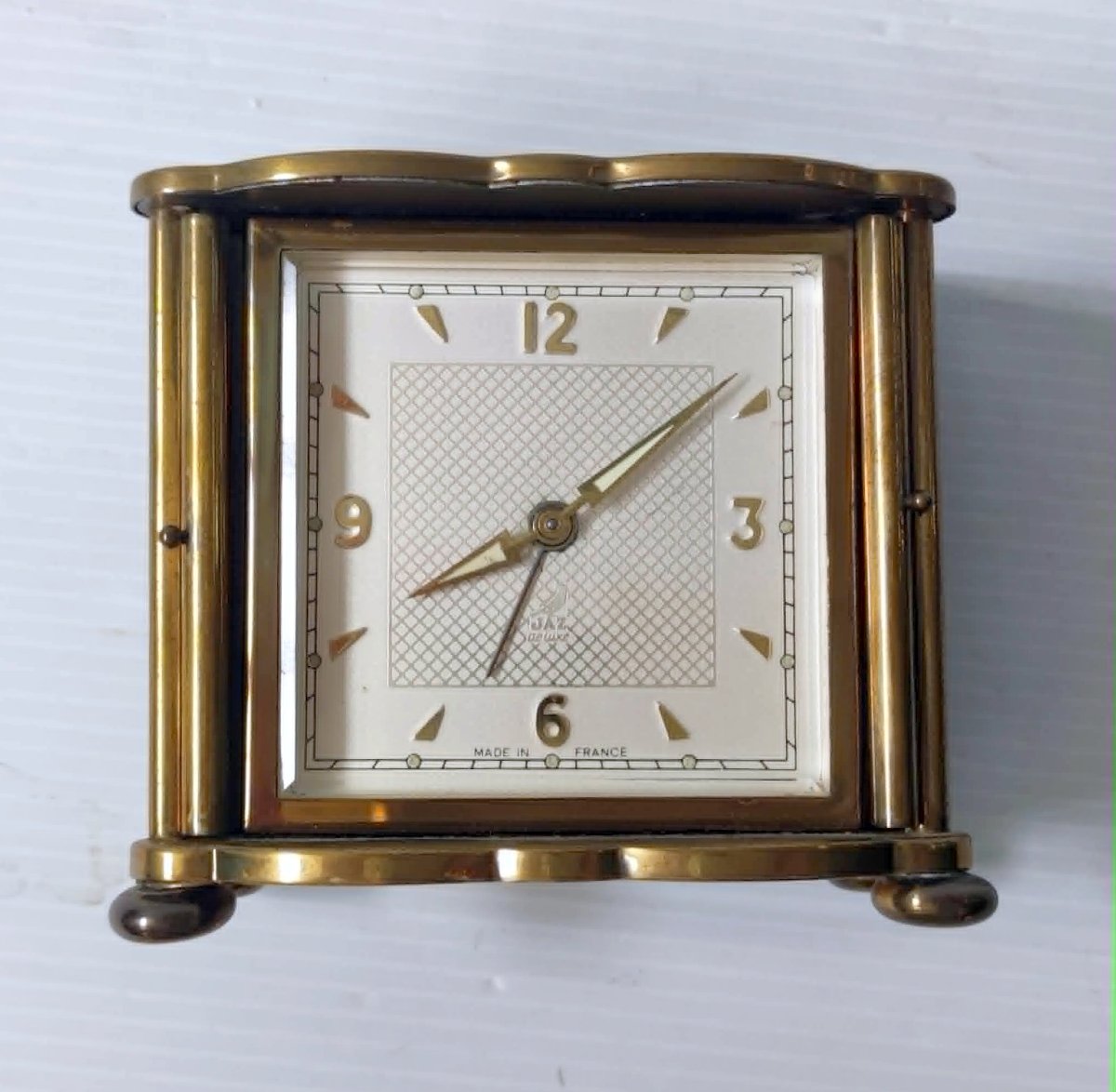 Jaz De Luxe Travel Alarm Clock Antique Mahogany Lacquer In Working Condition-photo-1