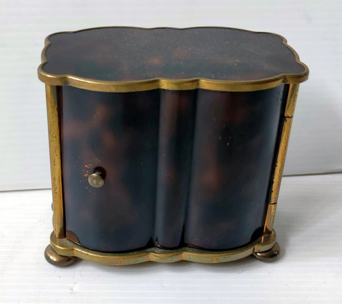 Jaz De Luxe Travel Alarm Clock Antique Mahogany Lacquer In Working Condition-photo-2