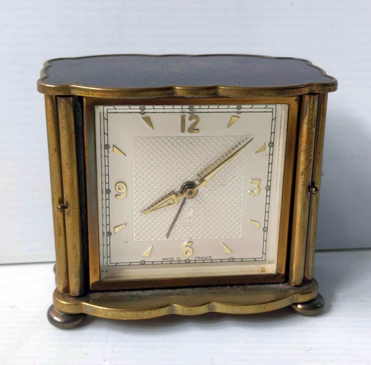 Jaz De Luxe Travel Alarm Clock Antique Mahogany Lacquer In Working Condition