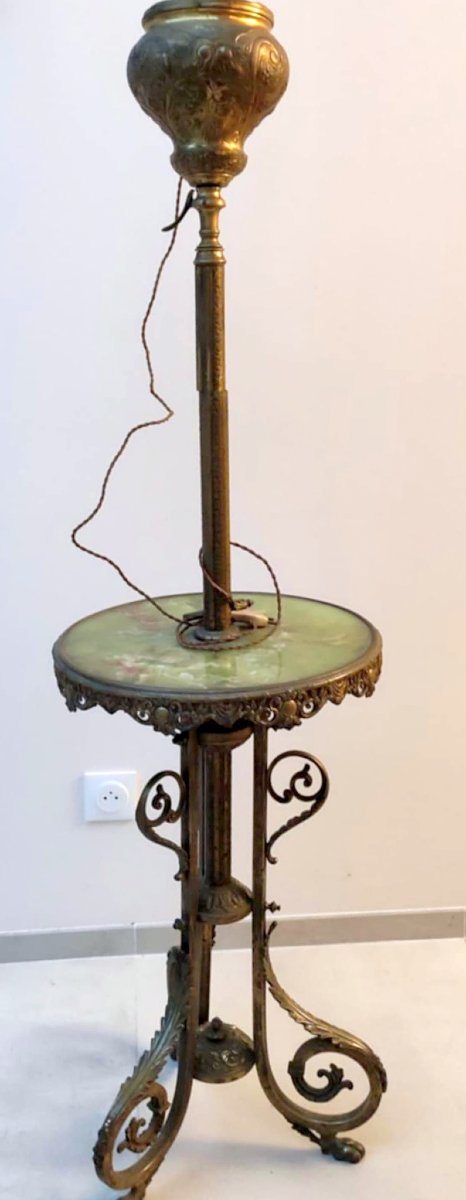 Lamp Stand For Smoker Griffy Feet Bronze Onyx XIXth Napoleon III-photo-1