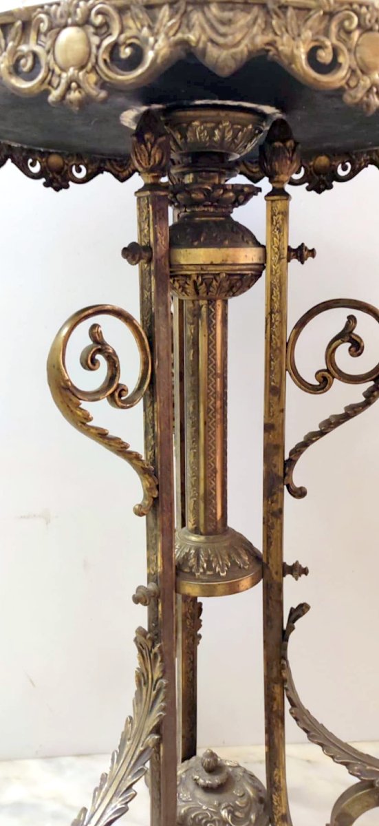 Lamp Stand For Smoker Griffy Feet Bronze Onyx XIXth Napoleon III-photo-6
