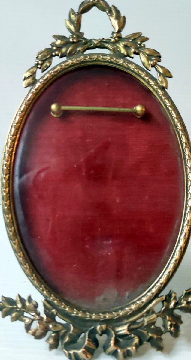 3 CADRE OVAL TRIPTYQUE PORTE-PHOTO PORTE-MEDAILLE BRONZE CISELE XIXè STYLE LOUIS XVI-photo-2