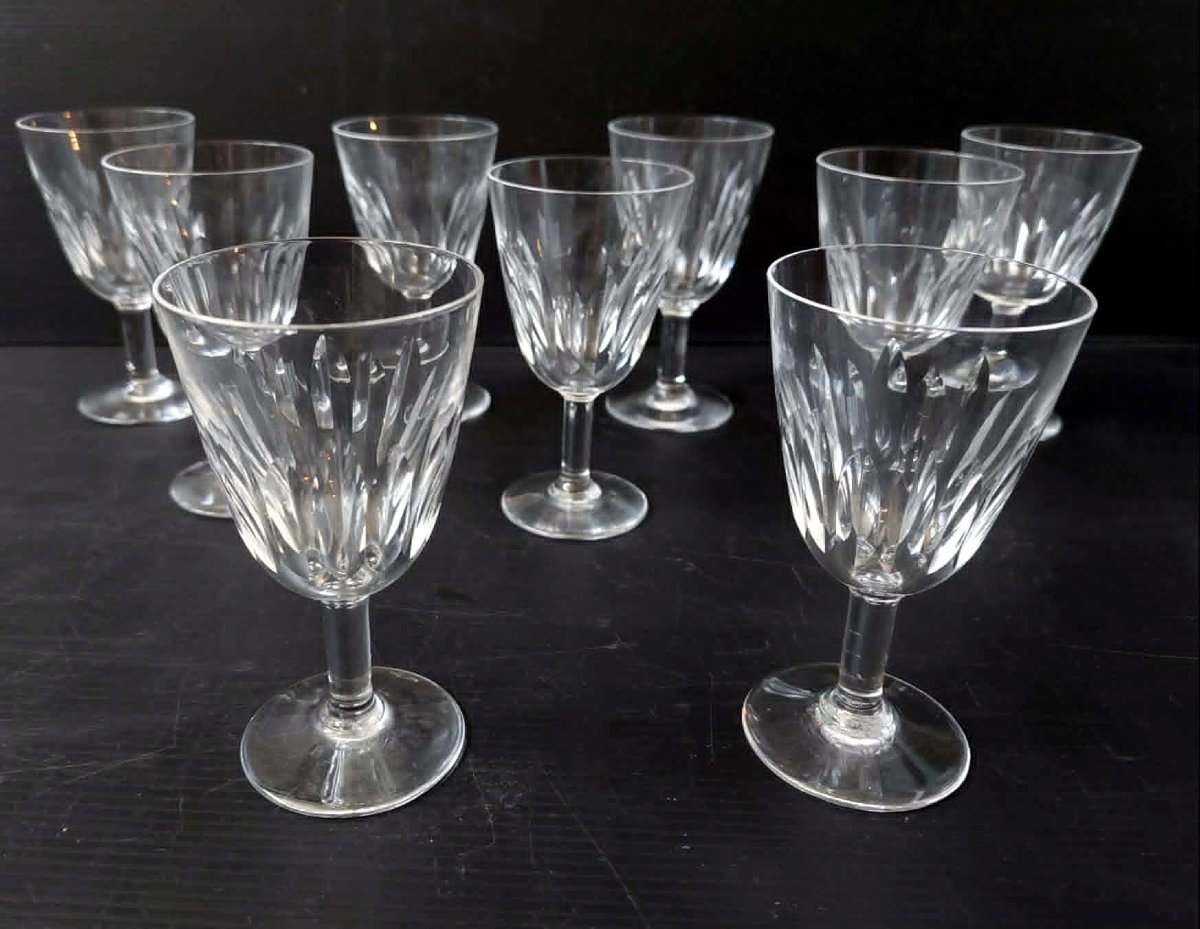9 Baccarat Aperitif Wine Glass, Cassino Design, Crystal, 11 Cm