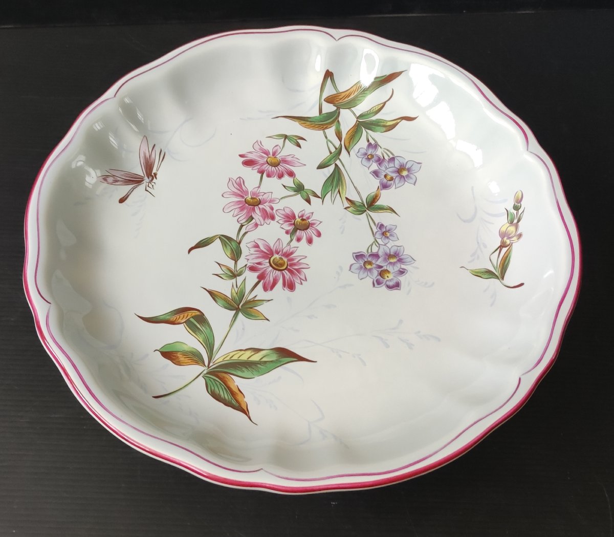 Luneville Fairyware Kg Fruit Bowl With Dragonfly Decor, Based On Galle's Design-photo-2