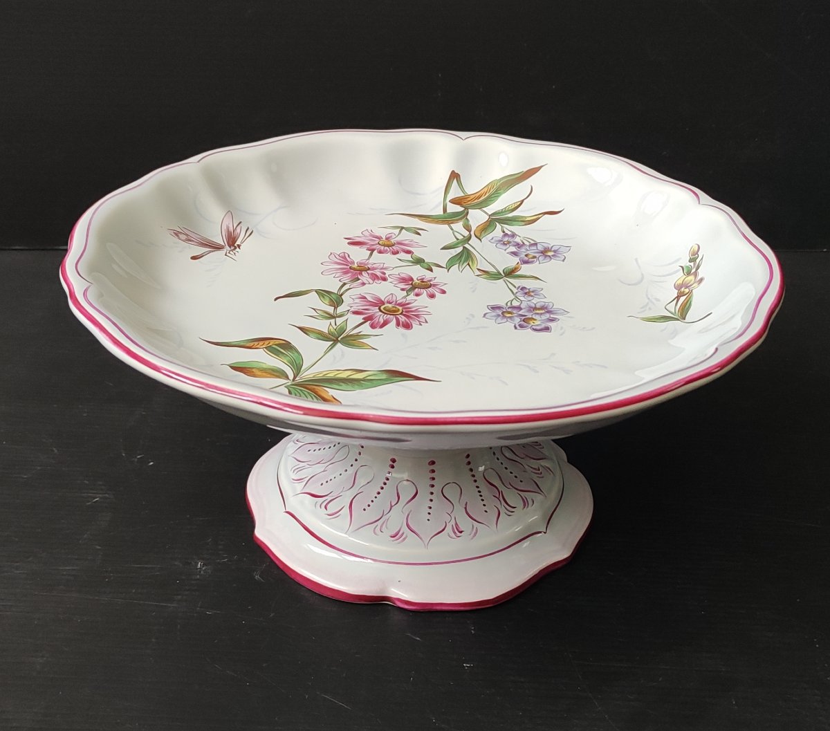 Luneville Fairyware Kg Fruit Bowl With Dragonfly Decor, Based On Galle's Design