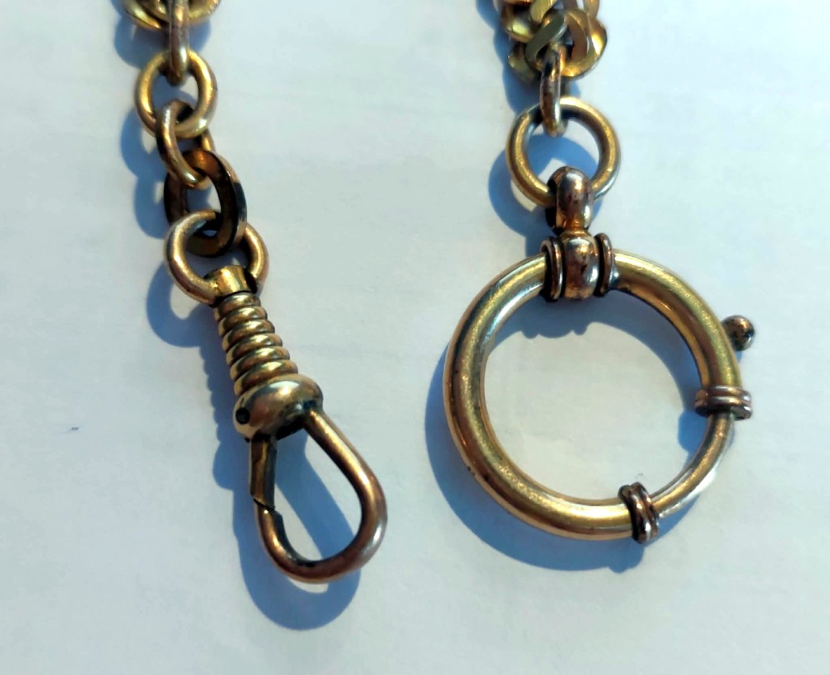 CHAINE DE MONTRE A GOUSSET  DOUBLE MAILLON POINCON DOUBLE OR ORFEVRE EL ANCIEN-photo-4