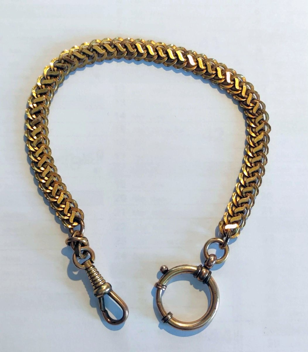 CHAINE DE MONTRE A GOUSSET  DOUBLE MAILLON POINCON DOUBLE OR ORFEVRE EL ANCIEN