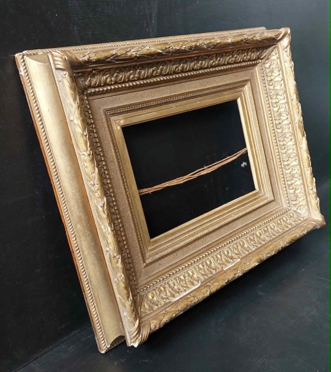 CADRE BOIS ET PLATRE DORE DIT BARBIZON STYLE NAPOLEON III 45X37.3 cm XIXè-photo-2