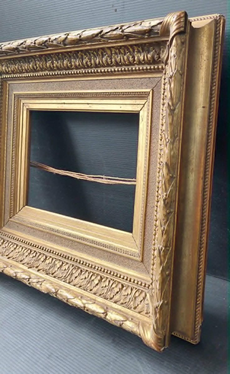 CADRE BOIS ET PLATRE DORE DIT BARBIZON STYLE NAPOLEON III 45X37.3 cm XIXè-photo-3