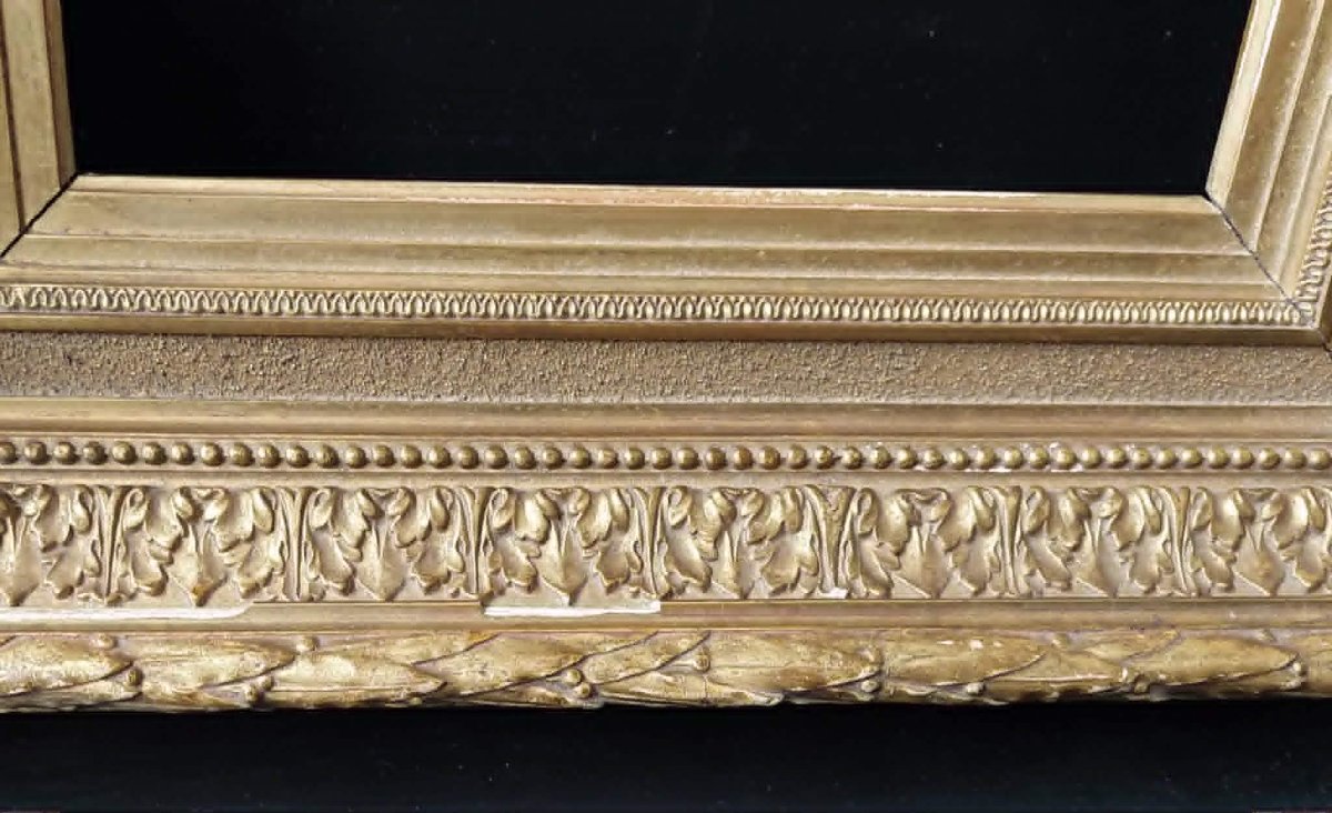 CADRE BOIS ET PLATRE DORE DIT BARBIZON STYLE NAPOLEON III 45X37.3 cm XIXè-photo-2