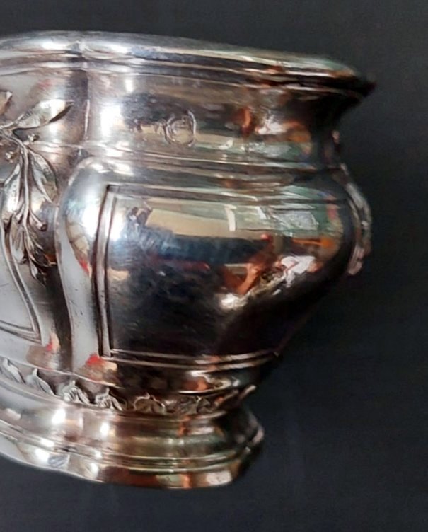 PAIRE SALERON 2 CUILLERES ARGENT MASSIF MINERVE CRISTAL BACCARAT STYLE LOUIS XV-photo-3