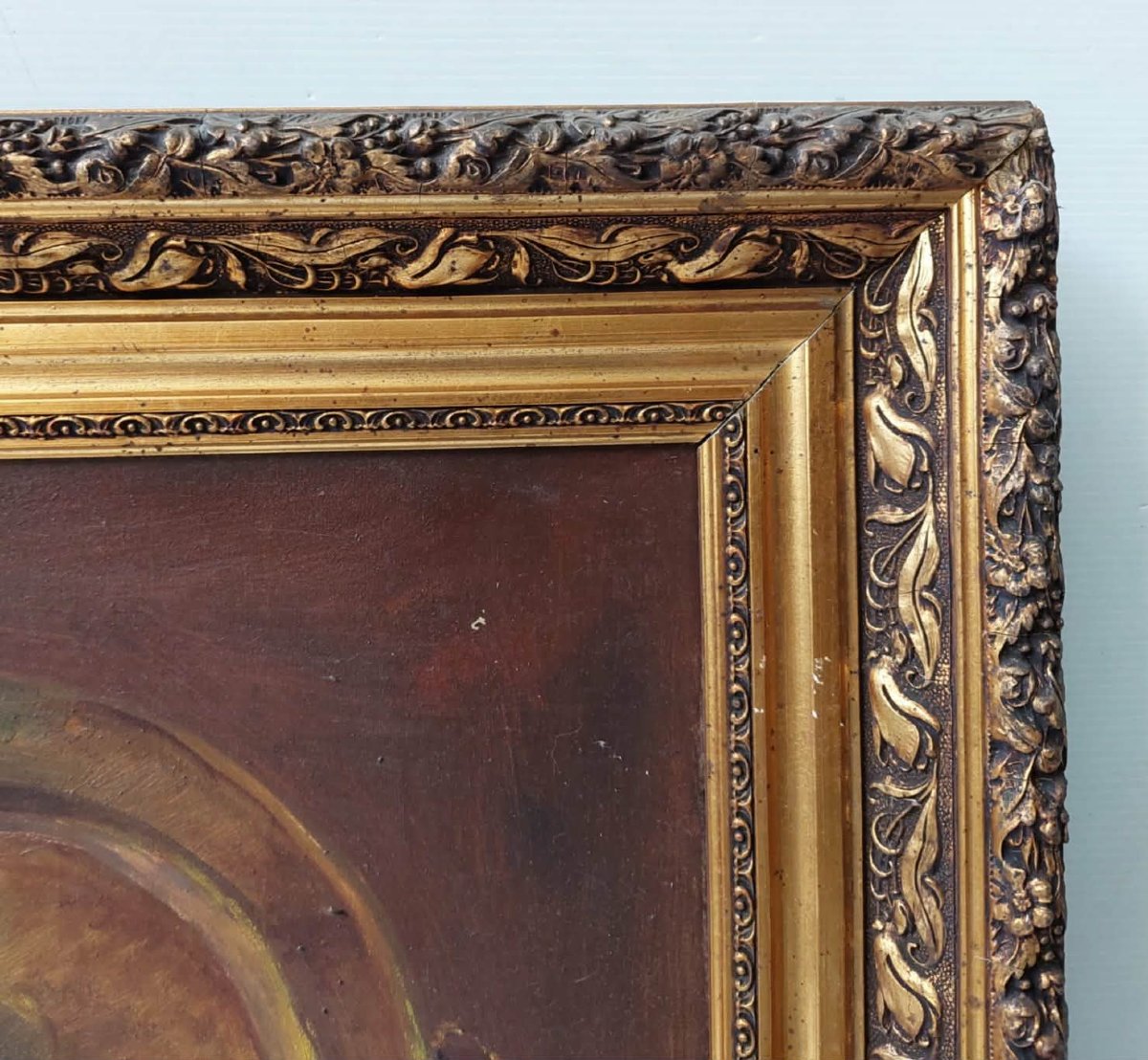 TABLEAU HUILE SUR TOILE NATURE MORTE FRUITS SIGNE FEVIN NAPOLEON III-photo-3