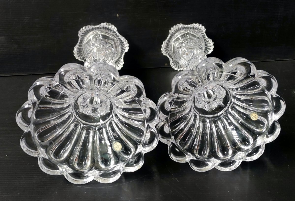 Pair Of Antique Baccarat Crystal Candlesticks, 29 Cm Tall-photo-1