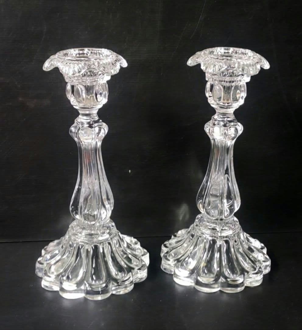 Pair Of Antique Baccarat Crystal Candlesticks, 29 Cm Tall