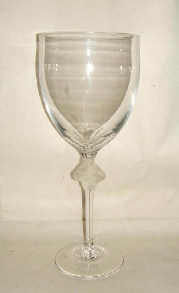 Grand Verre Prestige Cristal Signe Lalique France Femme Entrelacee Hauteur 39 Cm