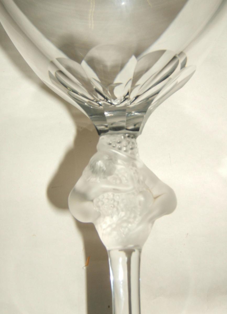 Grand Verre Prestige Cristal Signe Lalique France Femme Entrelacee Hauteur 39 Cm-photo-2