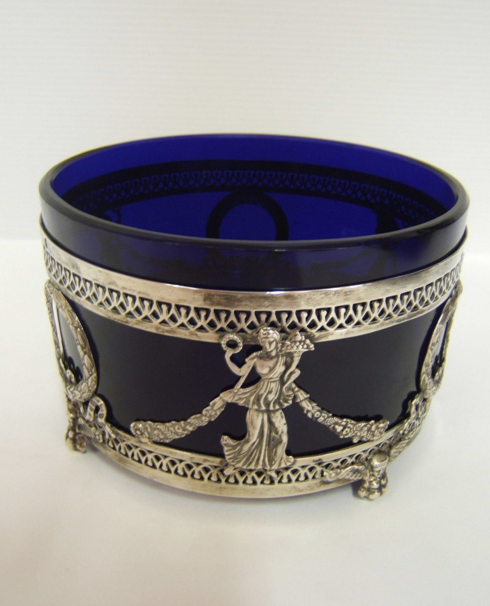 Vide-poche Cristal Bleu Montage Argent Massif Fouquet LaparParis Minerve  Empire-photo-3