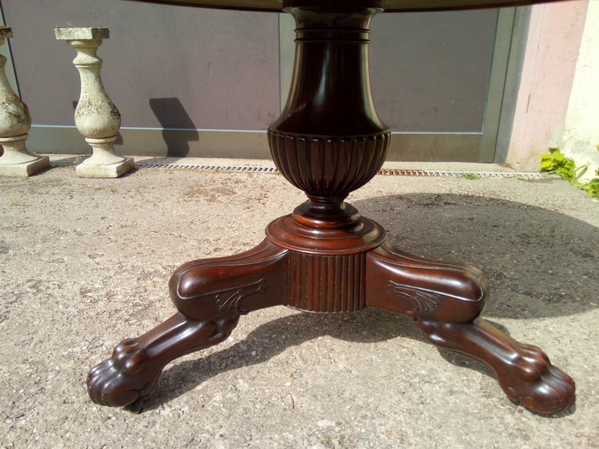 Round Pedestal Foot Central 3 Claws Feet Napoleon III Mahogany Veneer Marble Top-photo-4