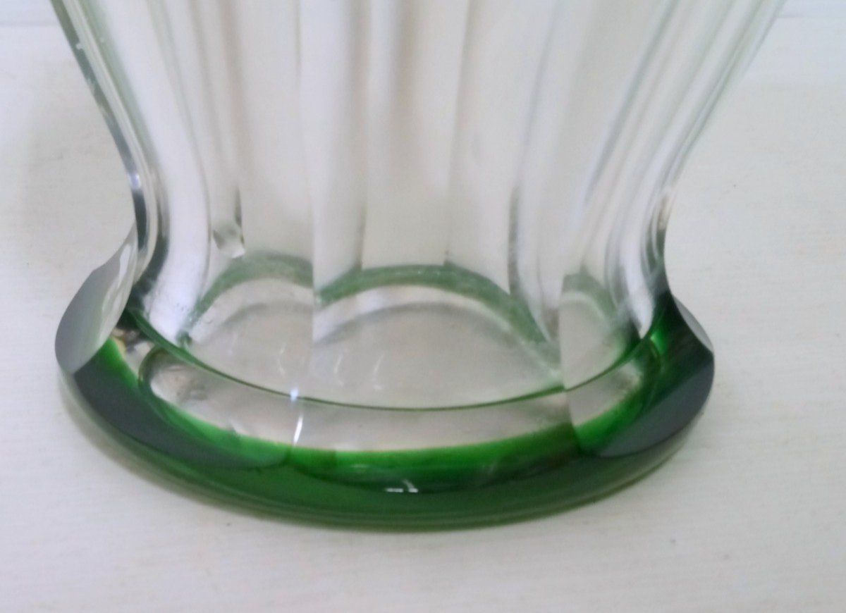 Crystal Overlay Decanter Emerald Green Model Harcourt Baccarat France-photo-1