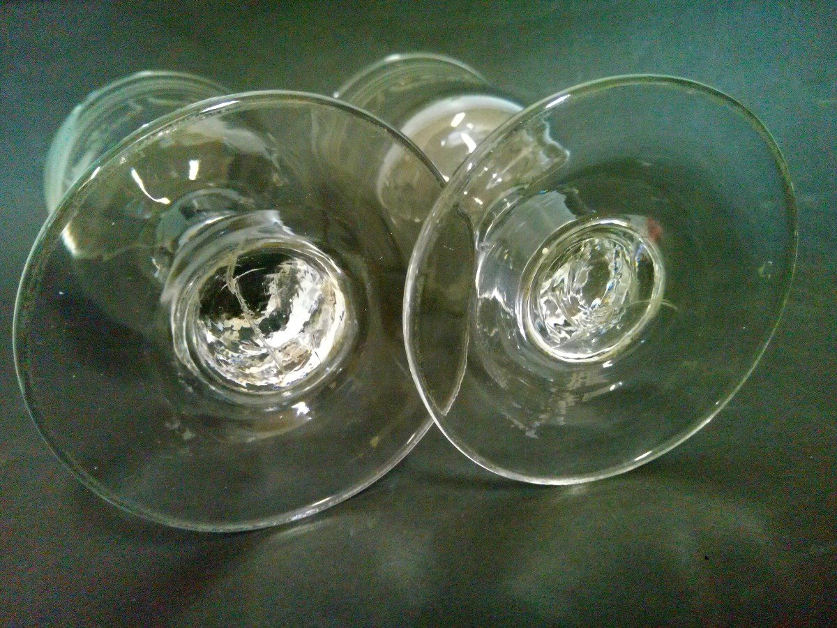 2 Wine Glass Thick Glass Style Grave Louis-philippe Style XIXth Restoration-photo-2