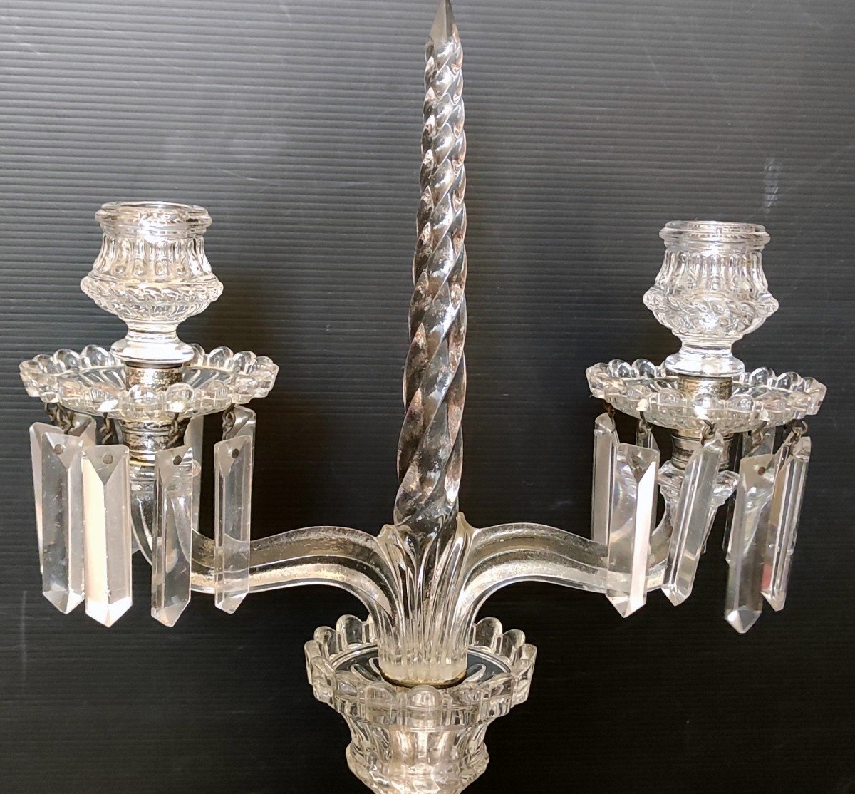 Chandelier Candelabre A Pampilles Cristal Vallerysthal Modele Femme Ailee Ht 45 Cm-photo-2