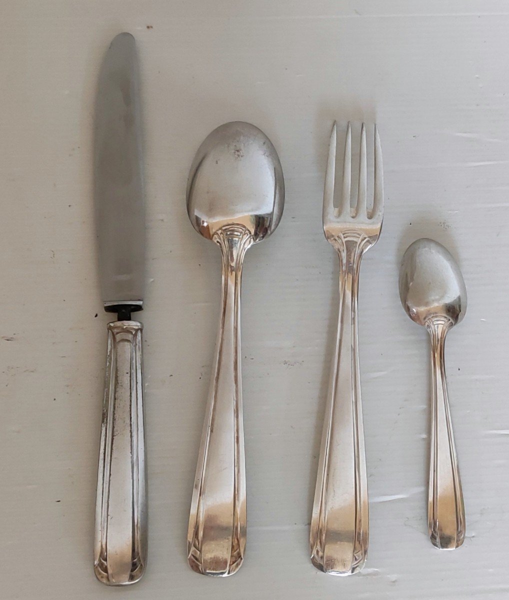 Menagere 115 Cutlery Silver Plate 84 Gr Poincon Af. Albert Frionnet-photo-2