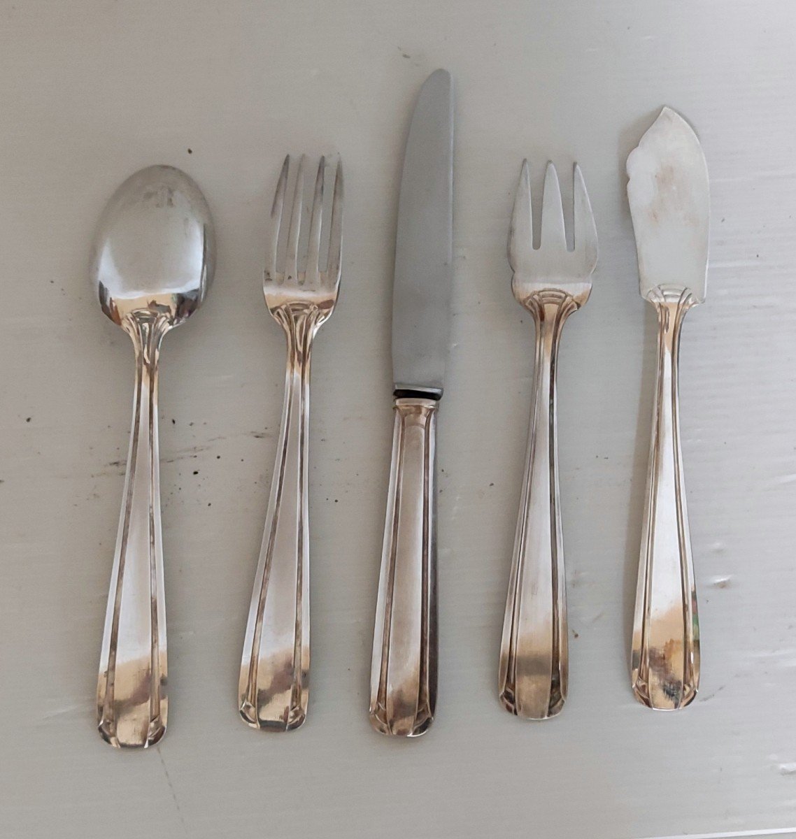 Menagere 115 Cutlery Silver Plate 84 Gr Poincon Af. Albert Frionnet-photo-3