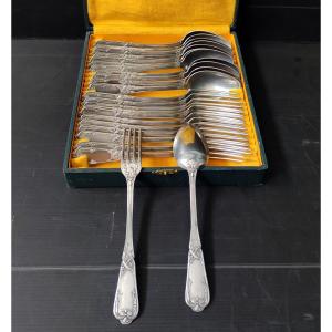 Menagere 24 Cutlery 12 Spoon 12 Fork Art Nouveau Silver Plate