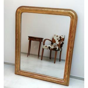 Gilding Fireplace Mirror With Gold Leaf Louis Philippe Style 19th Century