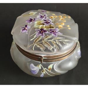 Enamel Glass Candy Box Floral Decor Violette Legras Montjoye Art Nouveau