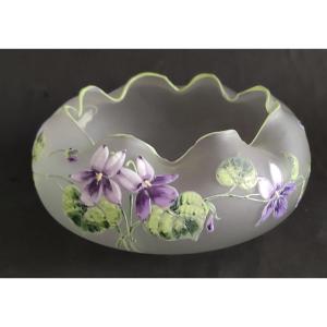 Enamel Glass Tray Cup Floral Decor Violette Legras Montjoye Art Nouveau