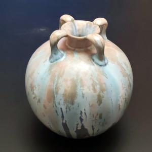 VASE BOULE GOURDE GRES FLAMME SIGNE EN CREUX KG LUNEVILLE ART NOUVEAU 1890
