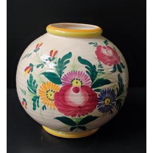 Ball Vase St Clement France Floral Decor Old Art Deco