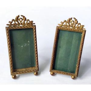 2 PETIT CADRE PORTE PHOTO LAITON CISELE XIXè STYLE LOUIS XVI
