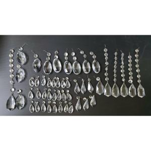 LOT 137 PAMPILLES CRISTAL TAILLE TOUTES DIMENSIONS POUR CHANDELIER LUSTRE