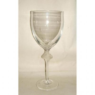 Grand Verre Prestige Cristal Signe Lalique France Femme Entrelacee Hauteur 39 Cm