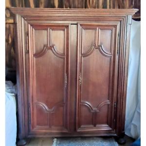 Louis XIII Style Cabinet Solid Oak 2 Doors 5 Panels XVIIIth High 1.97 M