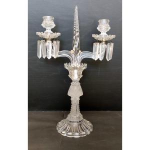 Chandelier Candelabre A Pampilles Cristal Vallerysthal Modele Femme Ailee Ht 45 Cm