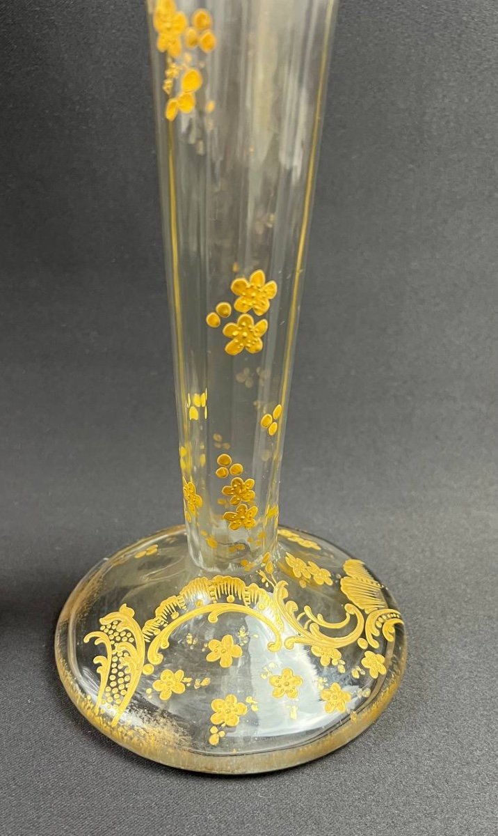 Pair Of Vases. Old Baccarat, Circa 1890, Gold H. 25 Cm-photo-3